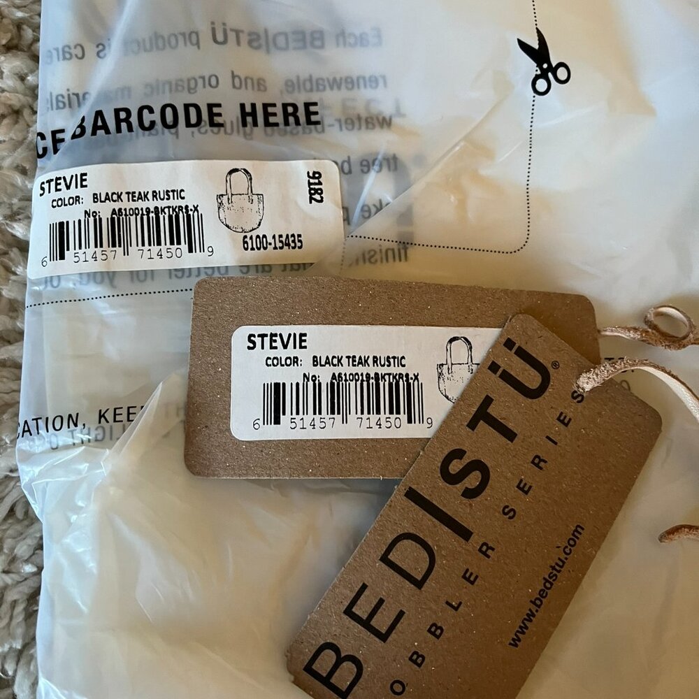 Bed Stu STEVIE Leather Tote Black Teak Rustic VGUC - Picture 4 of 15